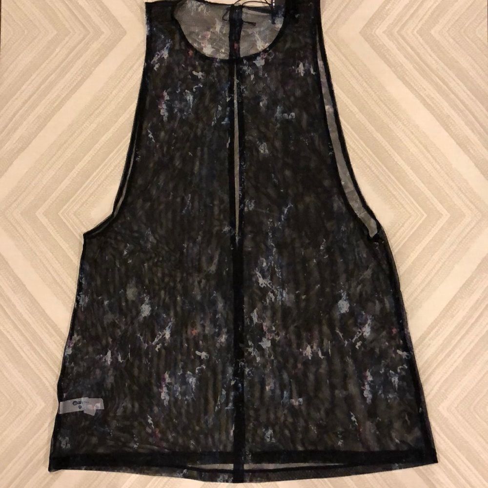 Wear it to Heart Mesh Keyhole Black Tank Top